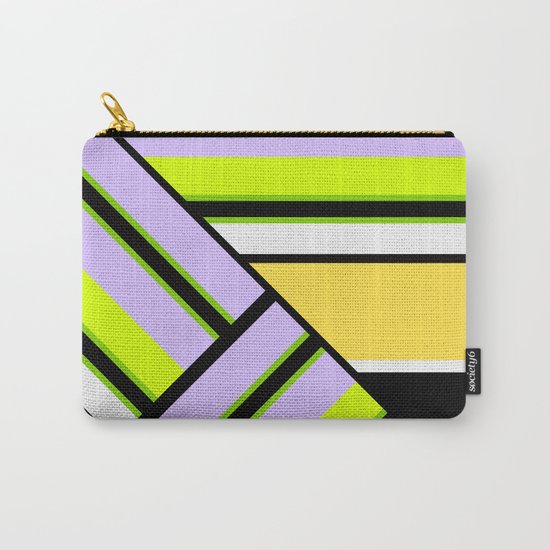 Striped , multi-colored , asymmetric combination pattern . Patchwork . Carry-All Pouch