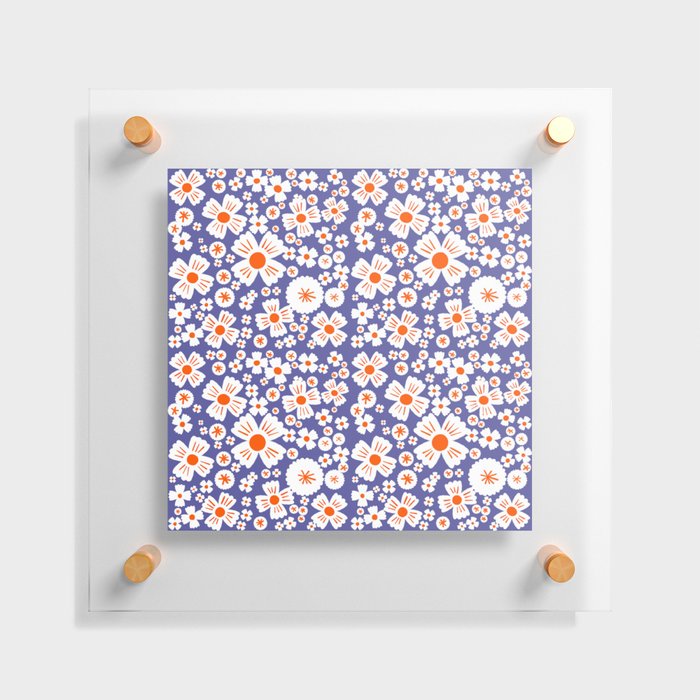 Mini Modern Periwinkle and Orange Daisy Flowers Floating Acrylic Print