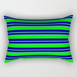[ Thumbnail: Dark Blue, Sea Green & Lime Colored Lined/Striped Pattern Rectangular Pillow ]