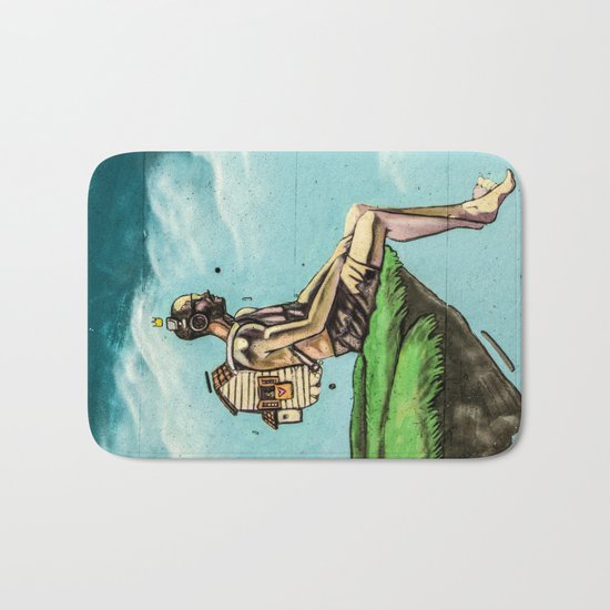 Man on the rock 5 Bath Mat