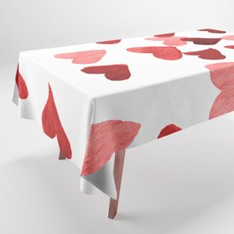 Valentine's Day Watercolor Hearts - red Tablecloth