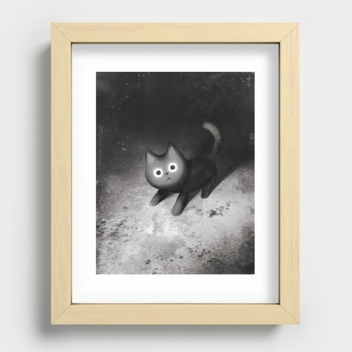Little Black Cat Recessed Framed Print