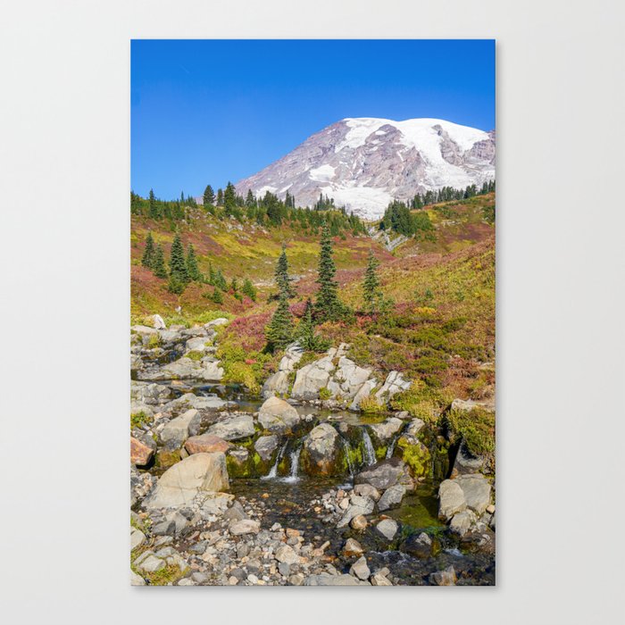 Fall and Waterfalls at Mount Rainier Canvas Print