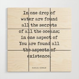 One drop of water - Kahlil Gibran Quote - Literature - Typewriter Print 1 Wood Wall Art