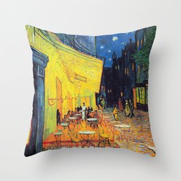 Vincent Van Gogh - Cafe Terrace at Night (new color edit) Throw Pillow