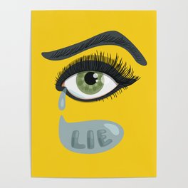 Green Lying Eye With Tears Poster