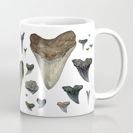 Fossil shark teeth watercolor Mug
