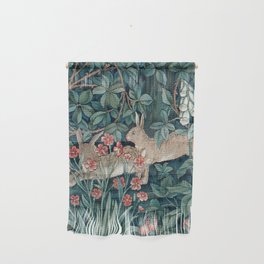 William Morris Forest Rabbits and Foxglove Greenery Wall Hanging