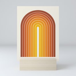 Gradient Arch IX Retro Orange Mid Century Modern Rainbow Mini Art Print