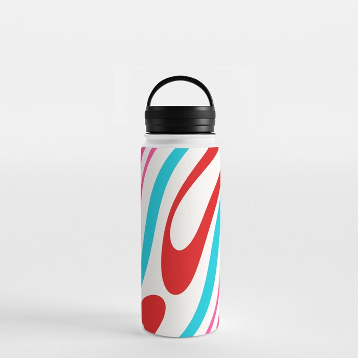 Abstract Wavy Loops Colorful Whimsical Retro Modern Pattern Water Bottle