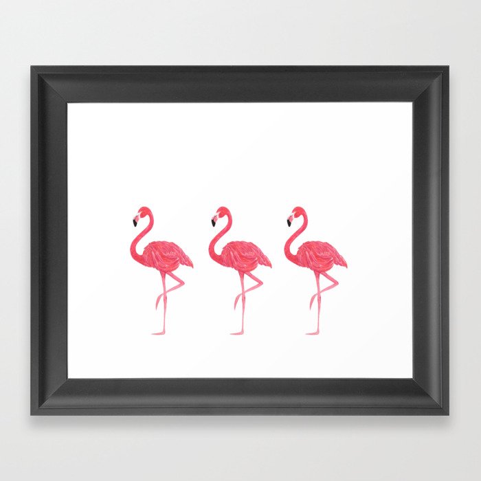 Flamingo tropical dance Framed Art Print