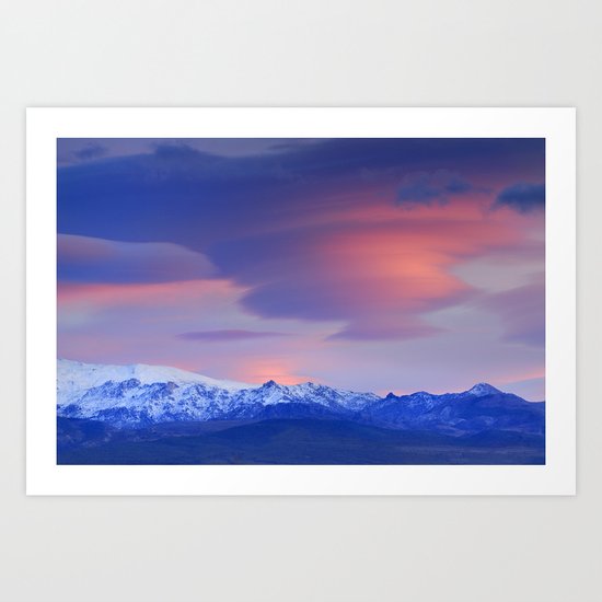 Lenticular clouds over Sierra Nevada National Park Art Print