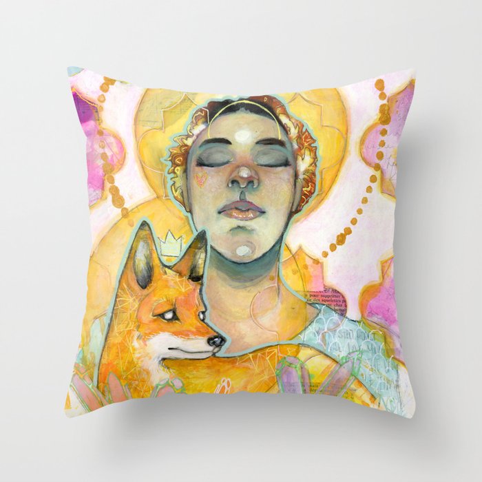 The Goddess and the Fox Throw Pillow