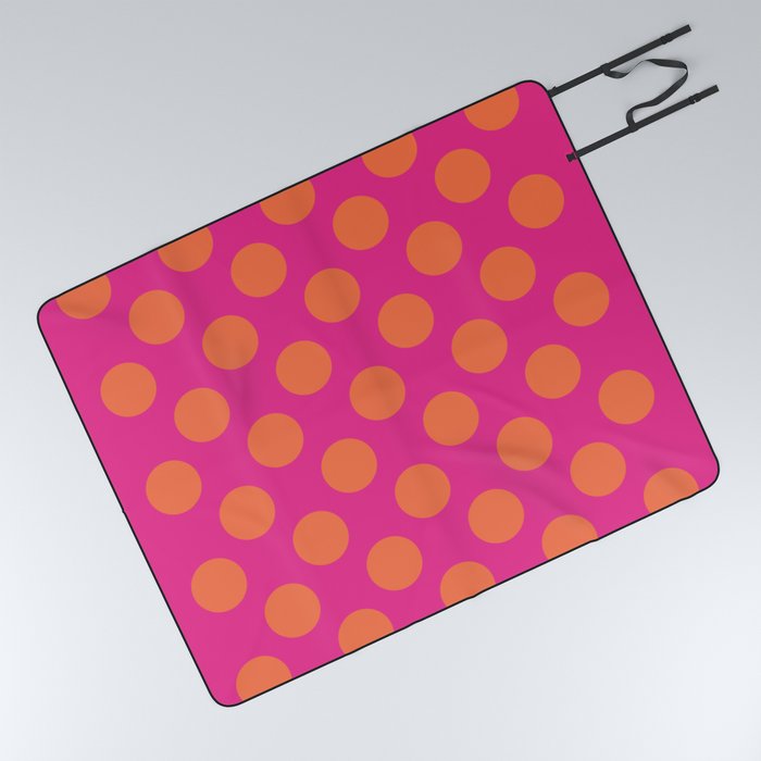 Pink Orange Polka Picnic Blanket