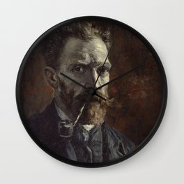 Self-Portrait with Pipe (1886) By Vincent Van Gogh Wall Clock