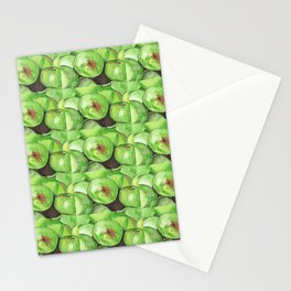 Green Delight Watercolor Painting of a Pile of Green Apples Stationery Card