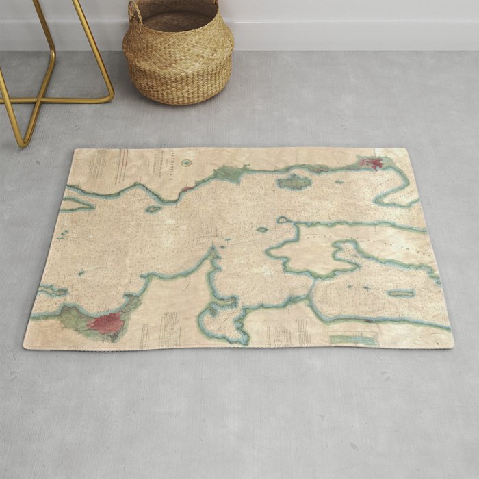 Vintage Map of Lake Champlain (1874) Rug by BravuraMedia Society6