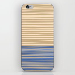 Natural Stripes Modern Minimalist Colour Block Pattern in Blue and Oat Beige iPhone Skin