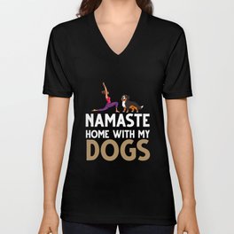 Yoga Dog Beginner Workout Poses Quotes Meditation V Neck T Shirt