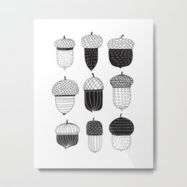 Doodle acorns autumn pattern Metal Print | Illustration, Doodle, Handdrawn, Acorn, Graphicdesign, Oak, Pattern, Tree, Vector, Design 