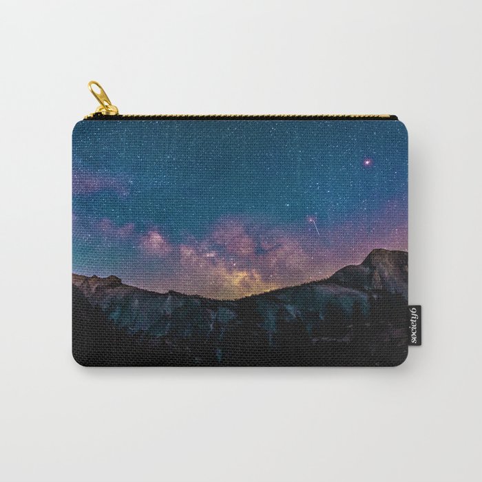 Purple Glitter Star Galaxy Mountains Carry-All Pouch