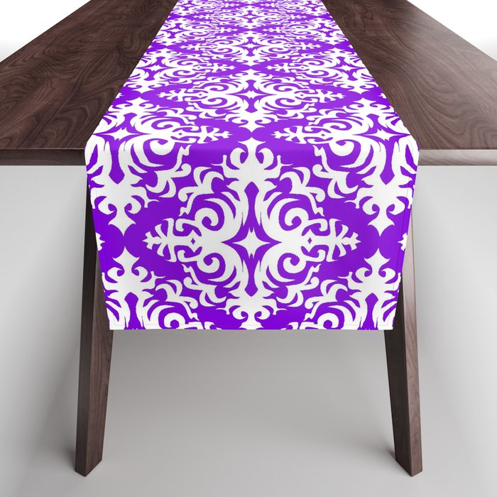 Damask (White & Violet Pattern) Table Runner