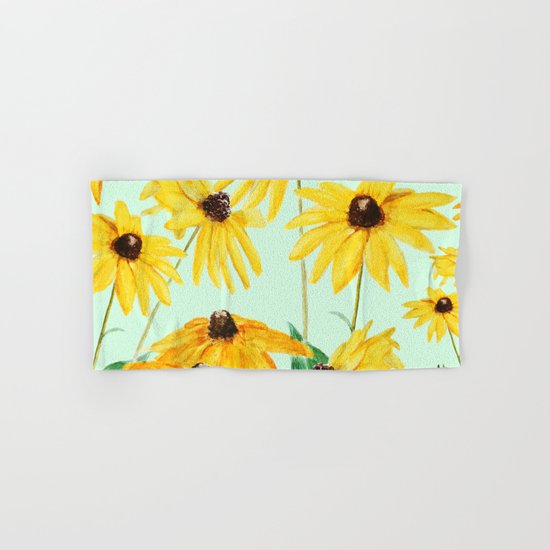 yellow sun choke flower 2 Hand & Bath Towel