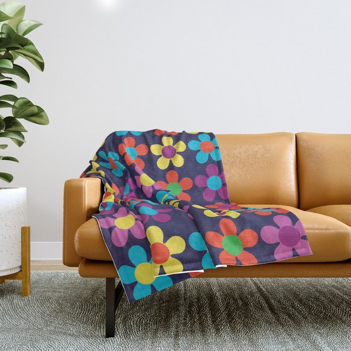 Bright Multi Colored Daisies Throw Blanket by Denidesigns Society6