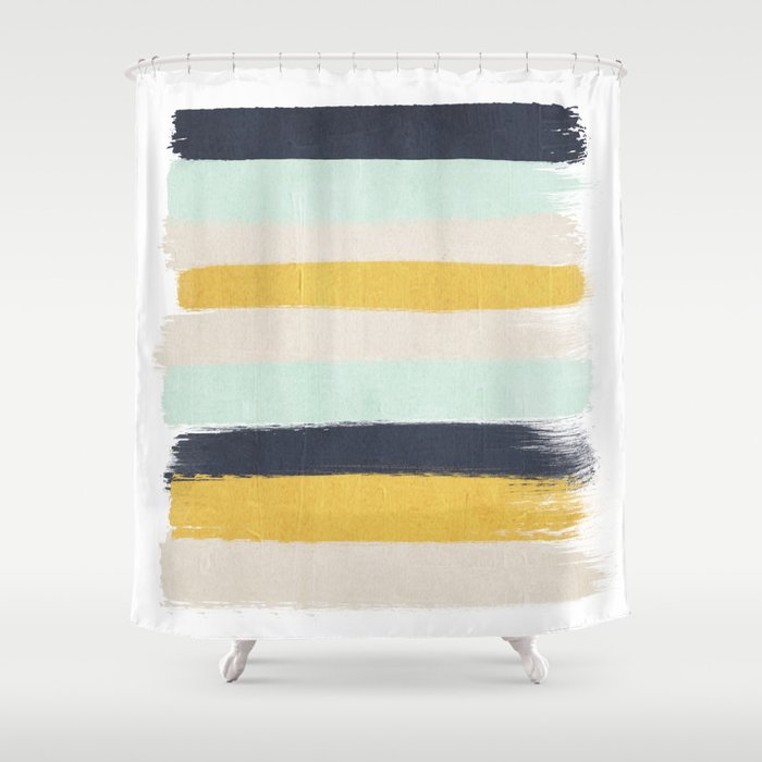 Abstract Stripes Hand Painted Brushstrokes Mint Grey And Navy