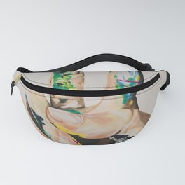 Peace, love, & happiness; peace sign with spalshed colorful painters palette paint portrait painting Fanny Pack