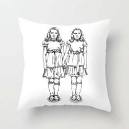 Little Girl Horror Twins Throw Pillow