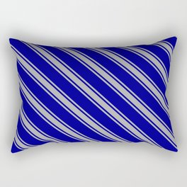 [ Thumbnail: Dark Blue and Dark Gray Colored Lined Pattern Rectangular Pillow ]