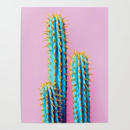 Neon Cactus Abstract Poster