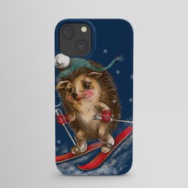 Hedgehog skier iPhone Case
