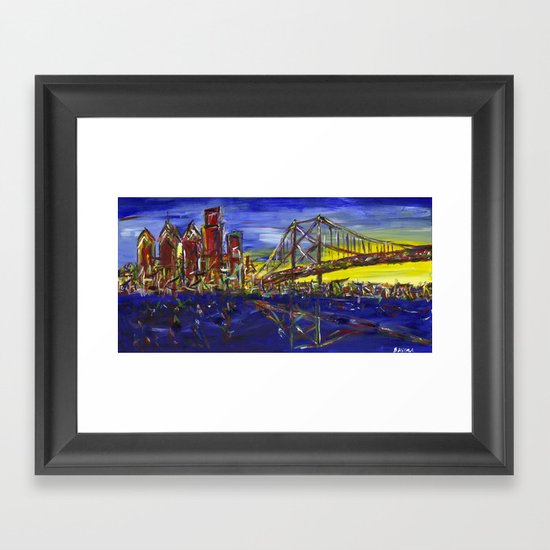 Philly Skyline with Ben Franklin Bridge Framed Art Print