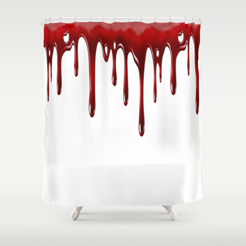 Blood Dripping White Shower Curtain By, Shower Curtain Blood