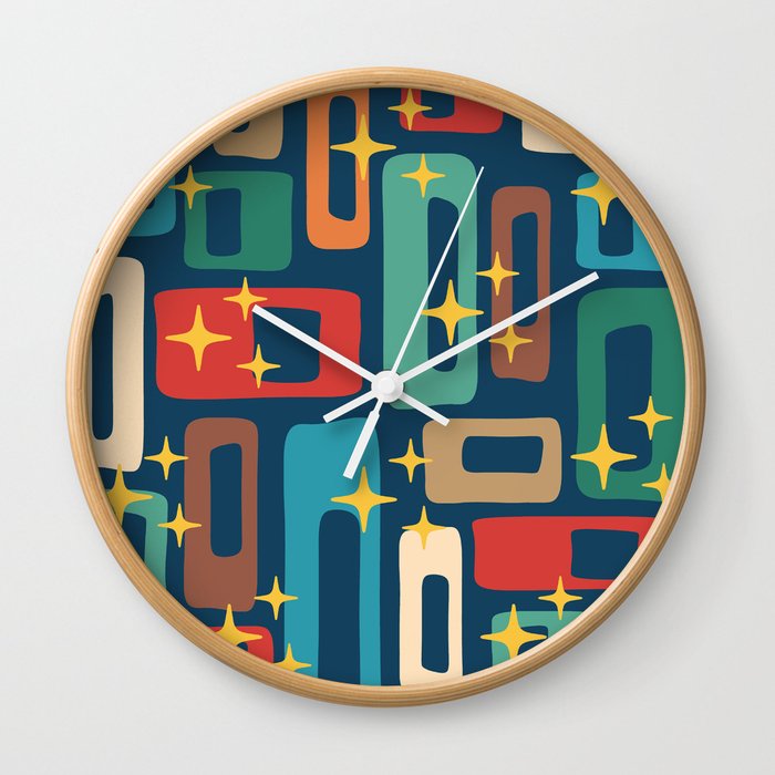 Retro Mid Century Modern Abstract Pattern 221 Wall Clock