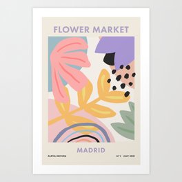 Flower Market Madrid, Pastel Edition Art Print