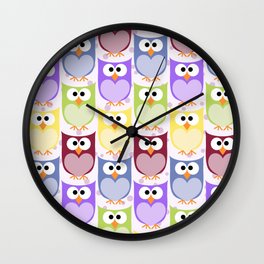 Cute Owls, Owl Pattern, Colorful Owls, Baby Owls Wall Clock