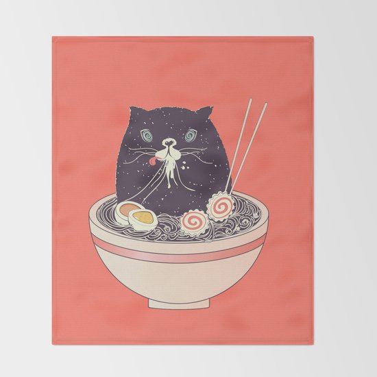 Bowl Of Ramen And Black Cat Throw Blanket By Annartshock Society6