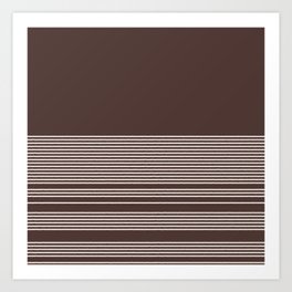 Ink Stripes Organic Minimalist Pattern Brown and Cream Art Print