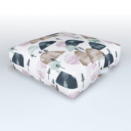 Mountain Landscape Forest Sun Day Watercolor Outdoor Floor Cushion