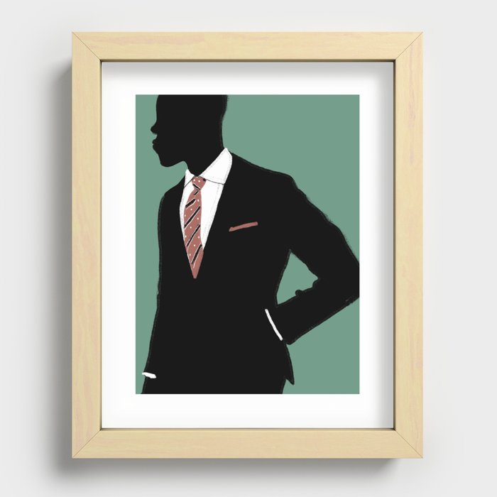 Man in Suit with Red Tie - Masculine Art Print  Recessed Framed Print