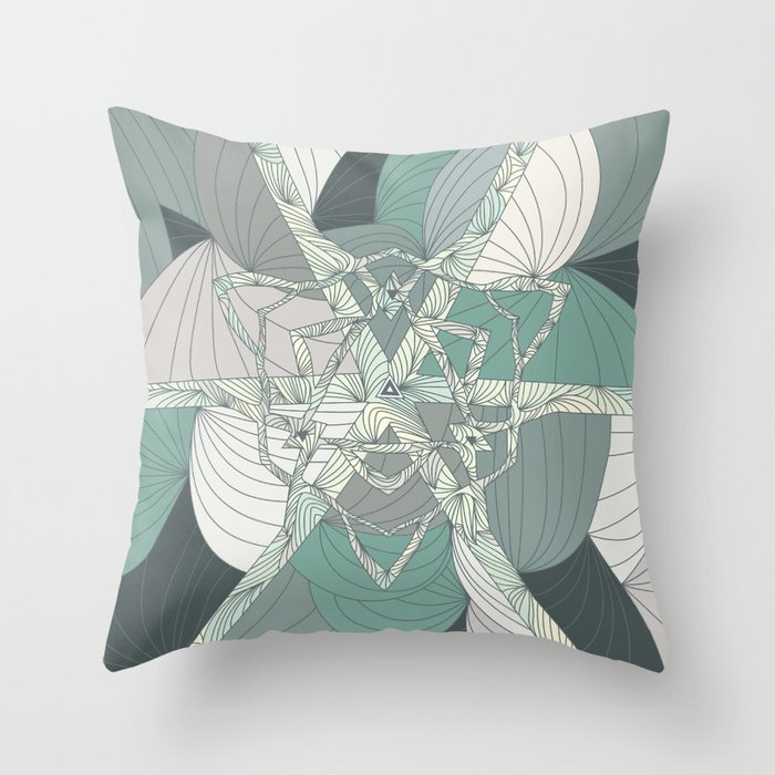 Kaleidoscope green Throw Pillow