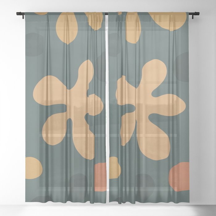 Abstract Tropical Floral 2 Sheer Curtain