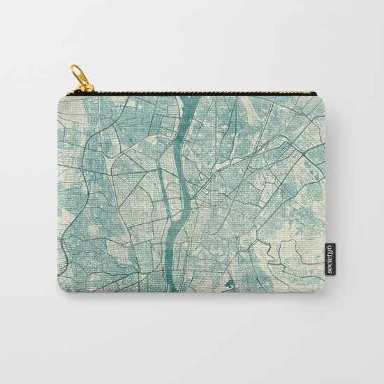 Cairo Map Blue Vintage Carry-All Pouch