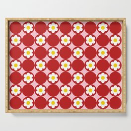 60's Bright Summer | Red Polka Dot Flower Serving Tray