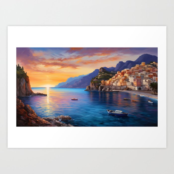 view of the Amalfi coast Italy Art Print