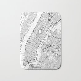 New York City White Map Badematte | Black and White, Architecture, Black And White, New York, Streetmap, Urban, Popular, Illustration, Map, Modern 