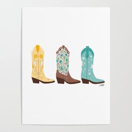 Cowboy Boots Illustration (Bright Palette) Poster